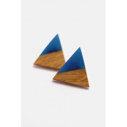 Kolczyki Wood Triangle Blue