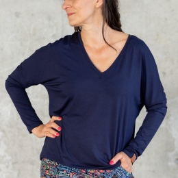 Bluzka Saja Longsleeve Navy - wiskoza EcoVero™