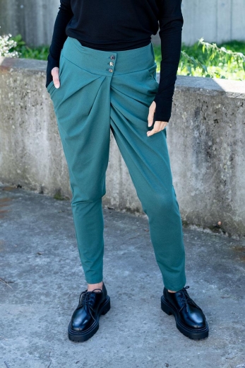 Spodnie Button Malachit - bawełna organiczna