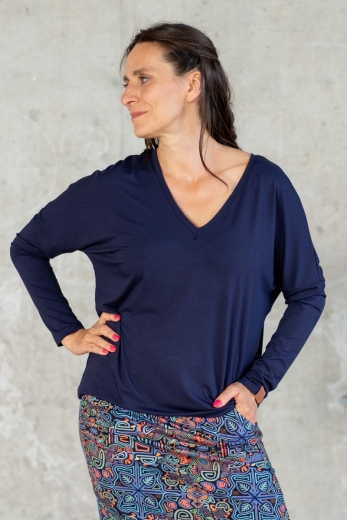 Bluzka Saja Longsleeve Navy - wiskoza EcoVero™