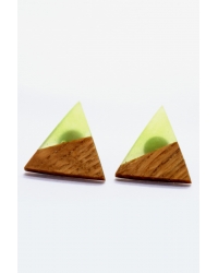 Kolczyki Wood Triangle Green