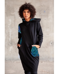 Sukienka Onga Hoodie Black Blue Mundo - bawełna organiczna