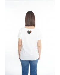 T-shirt Nimba Be My Valentine White z bawełny Fairtrade