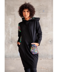 Sukienka Onga Hoodie Black Mundo - bawełna organiczna
