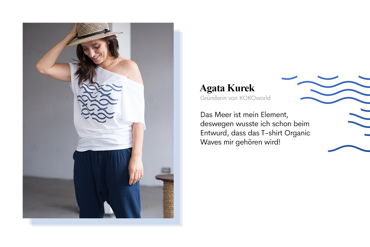 Agata Kurek setzt diesen Sommer auf das T-Shirt Waves aus organischer Baumwolle.
